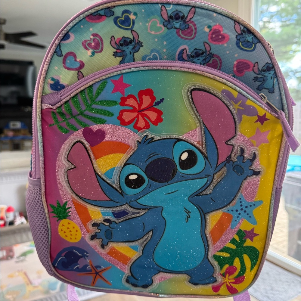 NEW Disney Lilo & Stitch Mini Backpack – Tropical, rainbow 🌈 Glitter Design